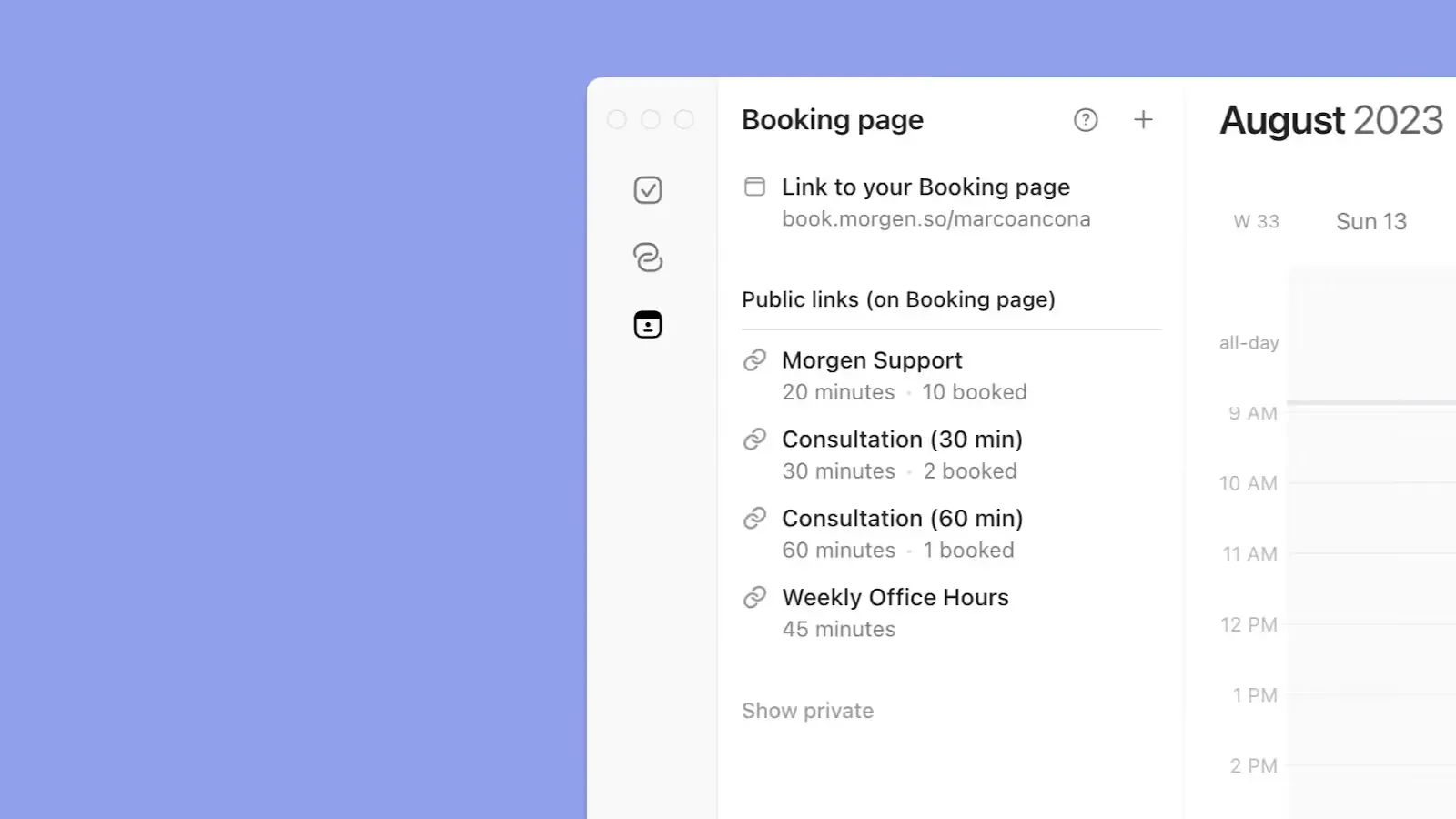 Morgen meeting scheduling and automated workflows