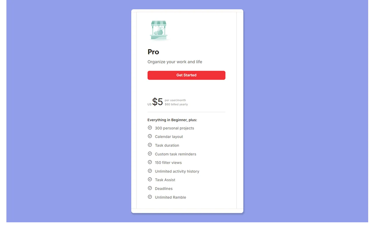 Todoist Preisgestaltung Pro Plan