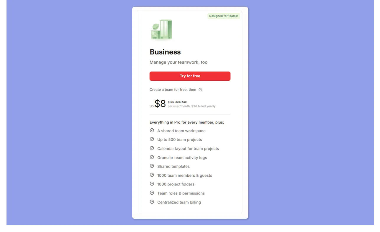 Prezzo Todoist Piano Business