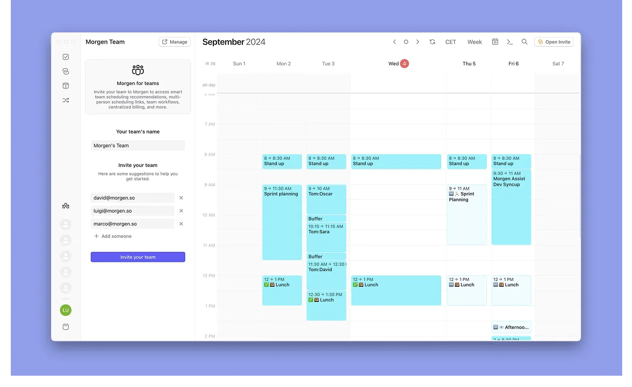 Morgen team scheduling