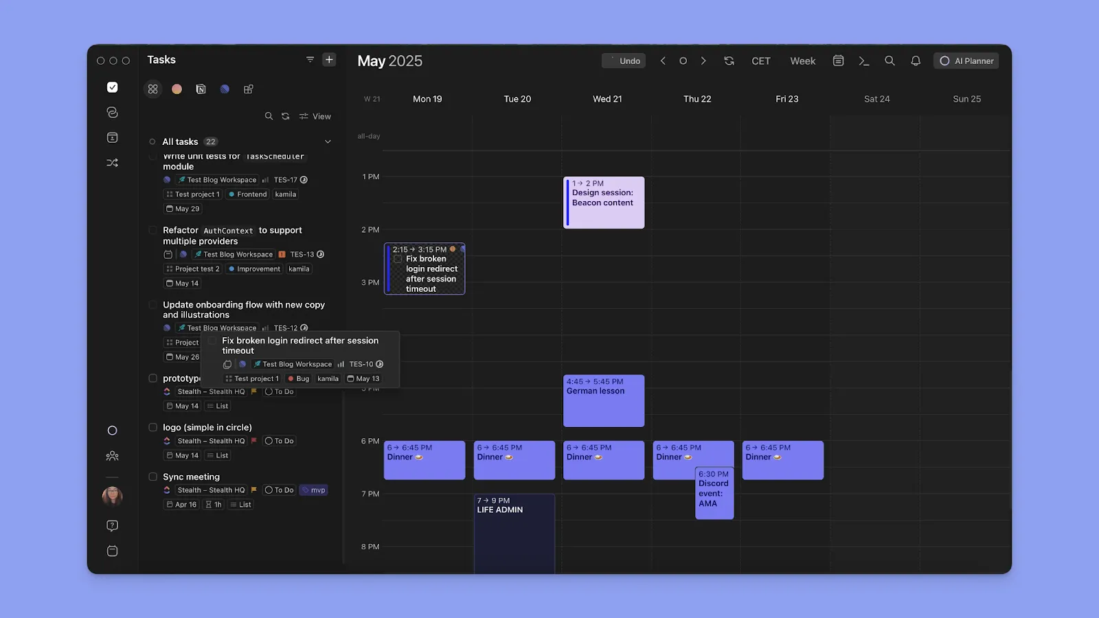 Morgen drag and drop scheduling