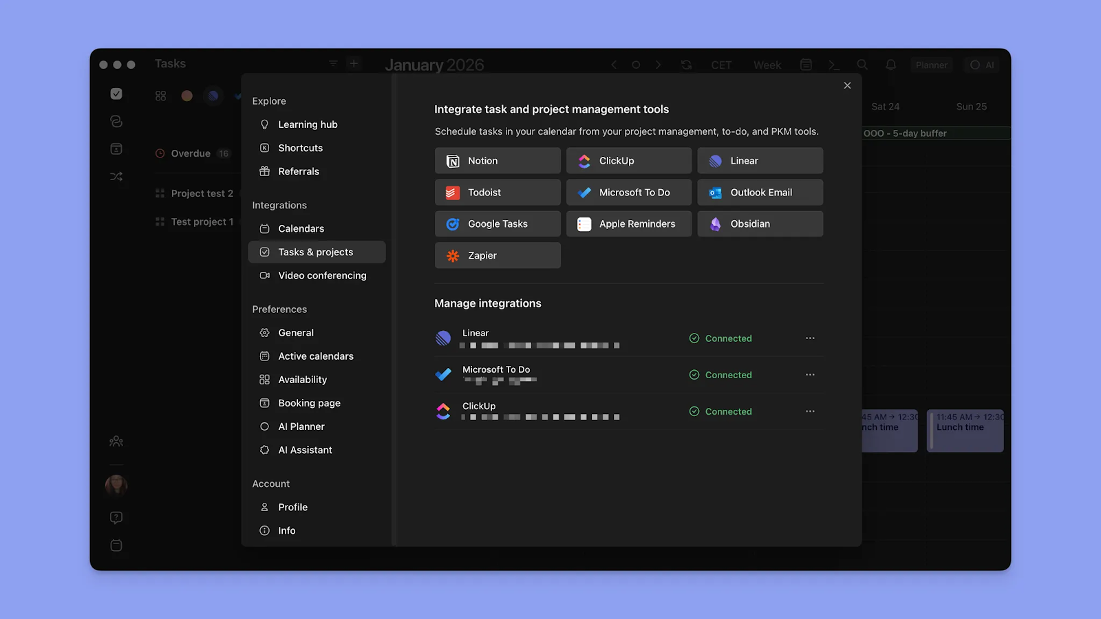 Morgen Deep Task and Calendar Integrations