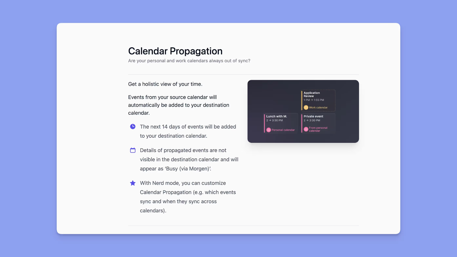 Morgen Calendar Propagation