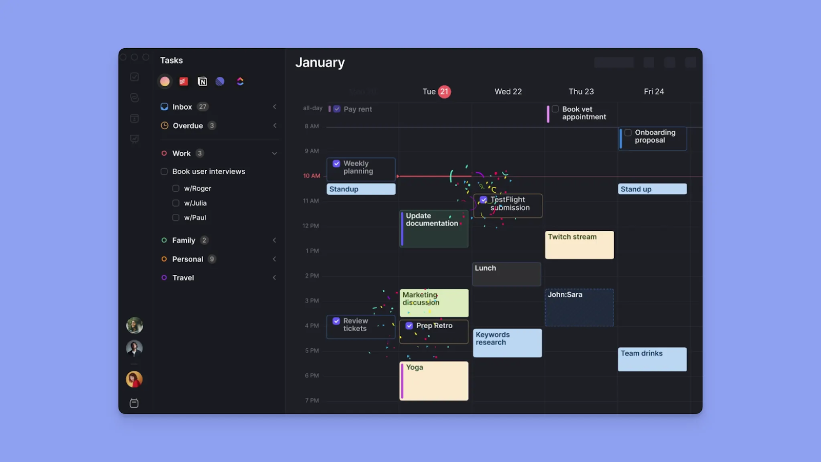 Morgen organization app for task planning