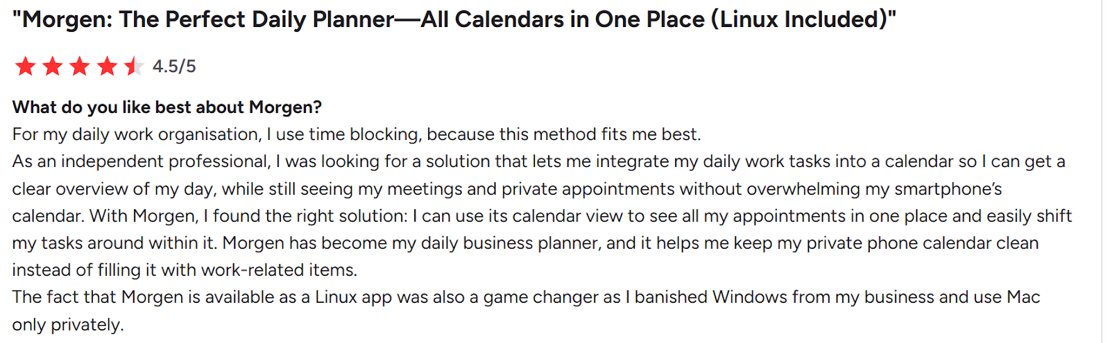 Morgen positve review