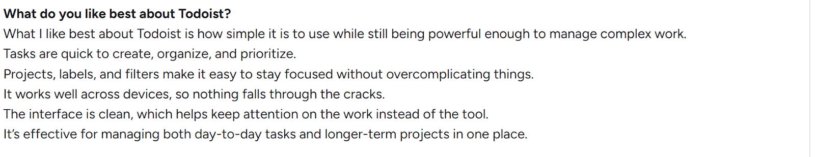 Todois positive review