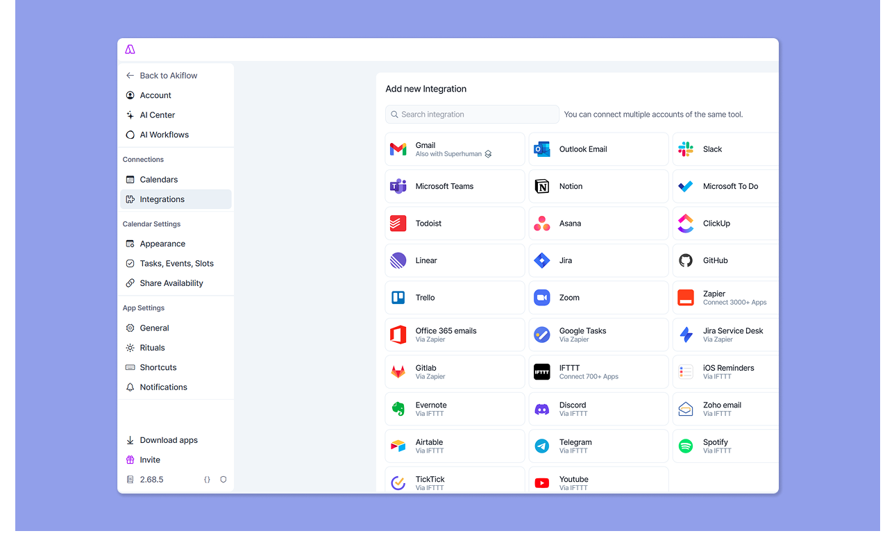 Akiflow integrations