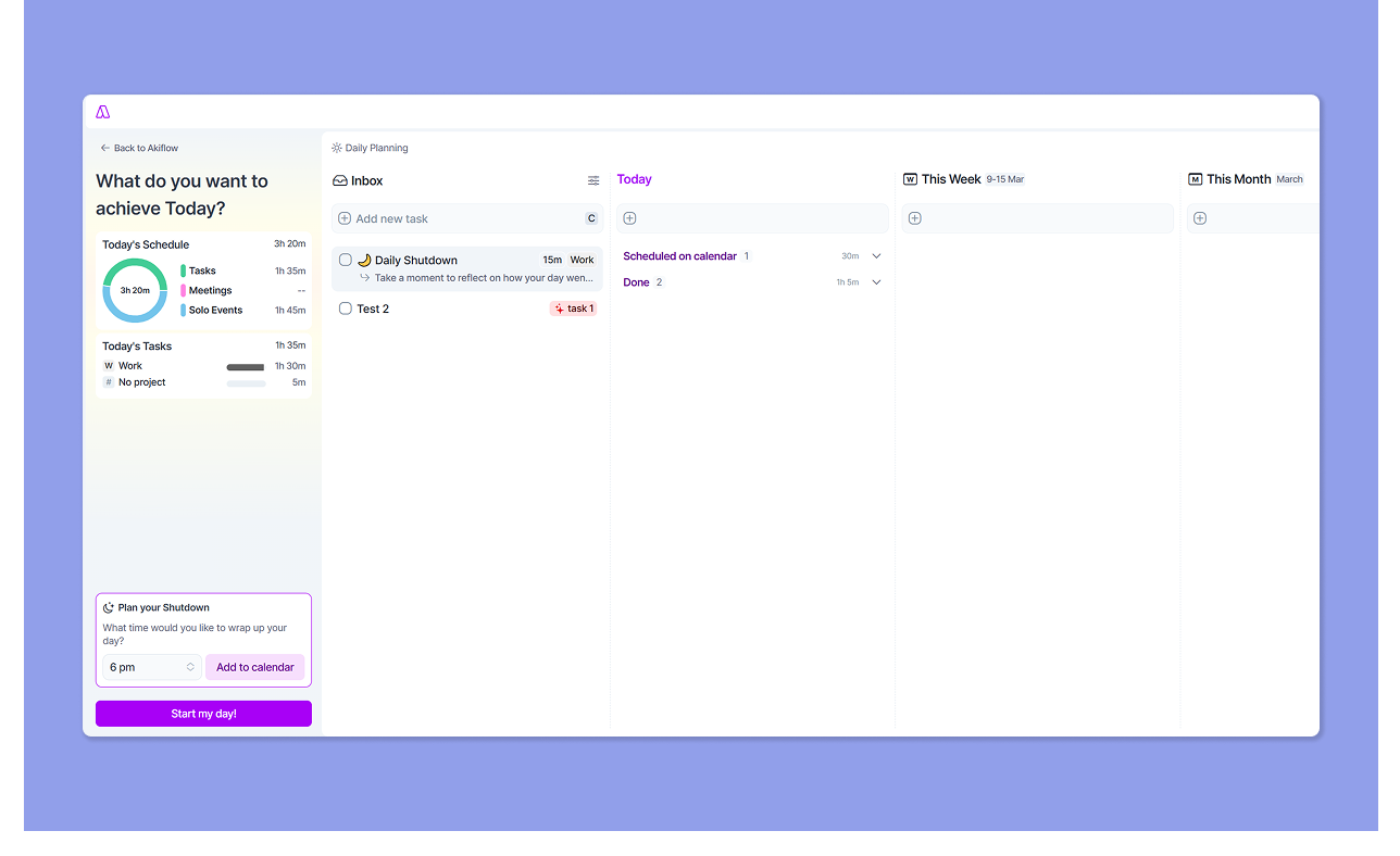 Akiflow planning rituals