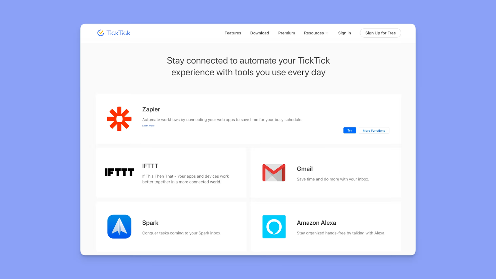 TickTick integrations