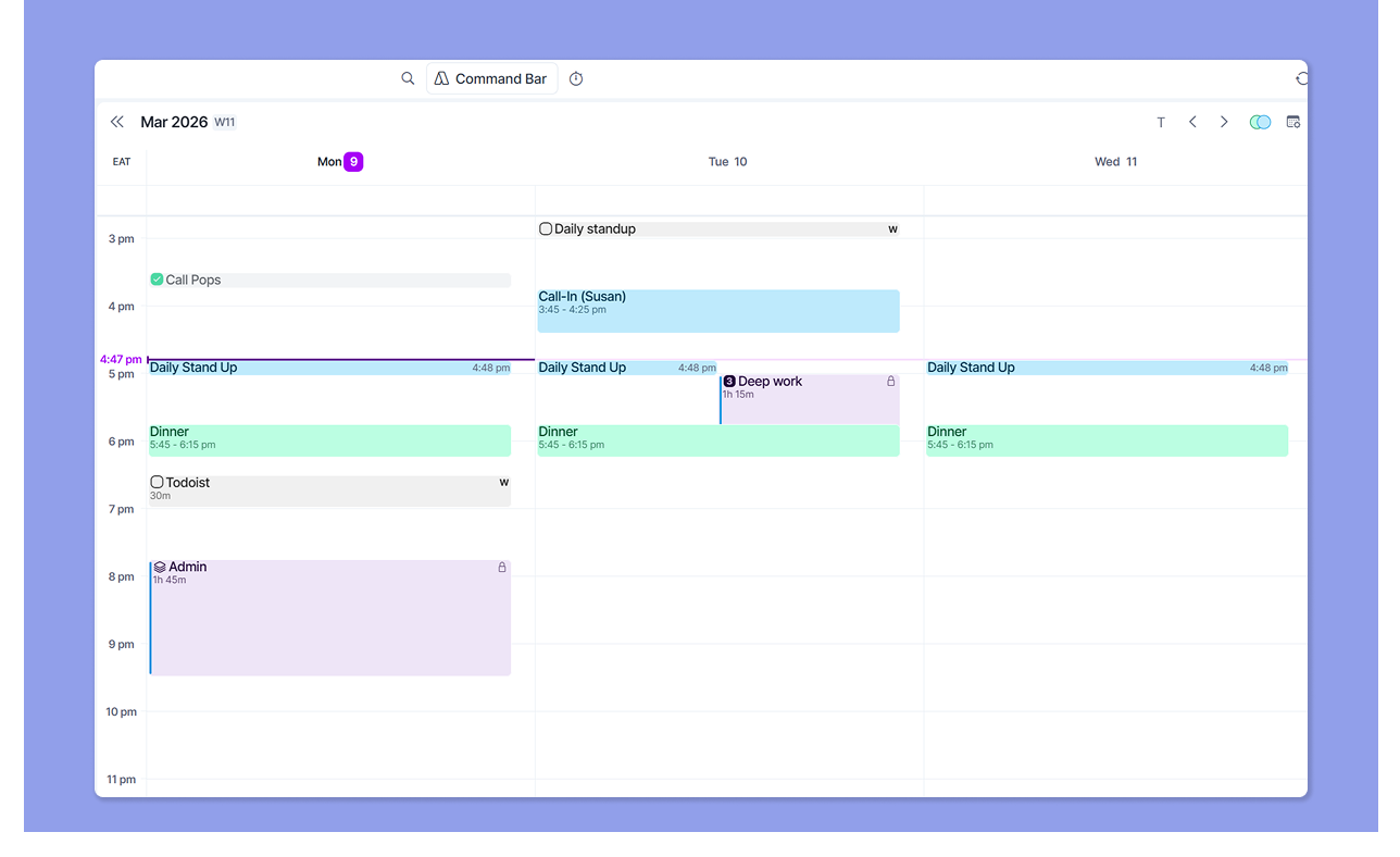 Akiflow Kalender-Management