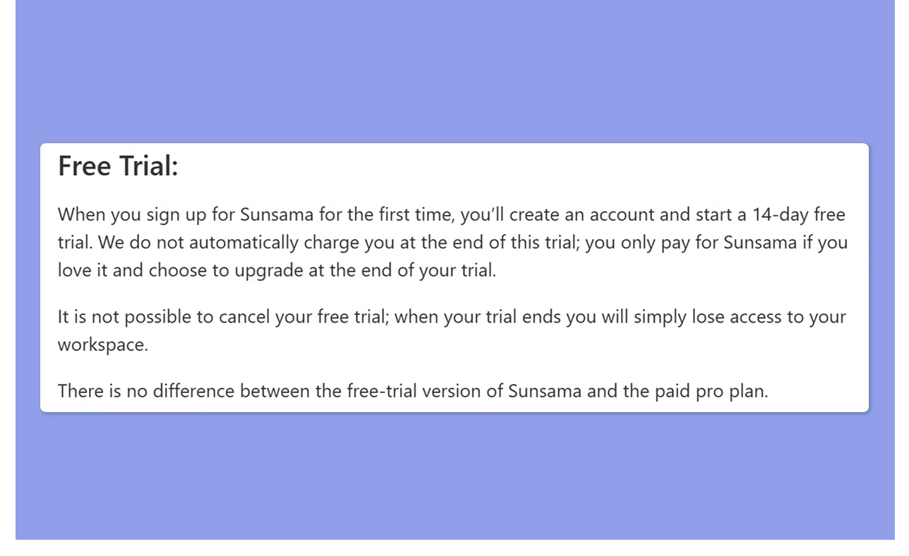 Sunsama free trial