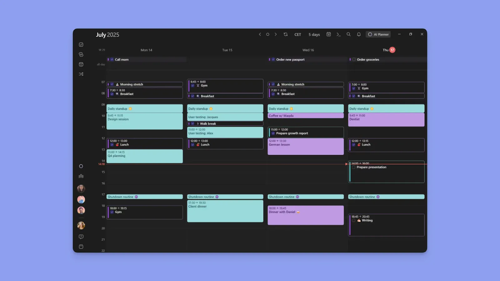 Consolidación de tareas y proyectos de Morgen