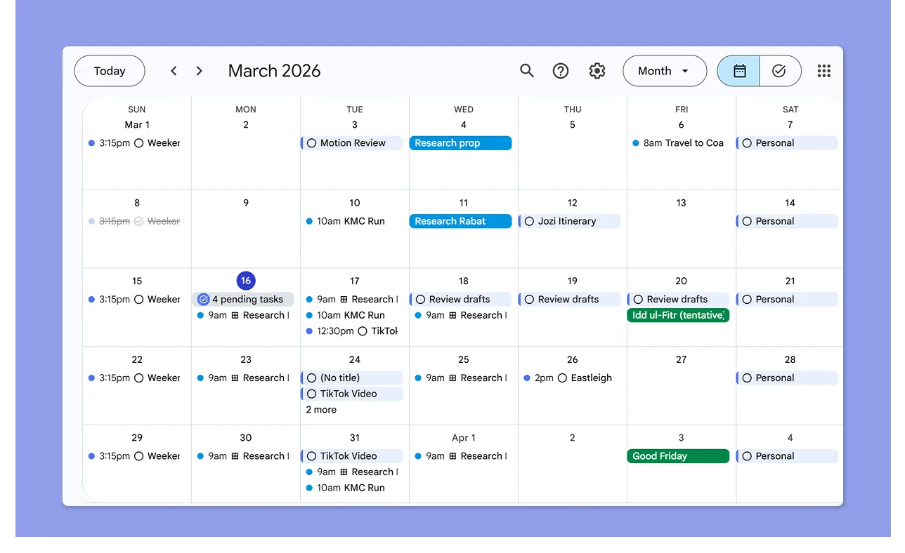 Calendar Planning Comparison Google Calendar