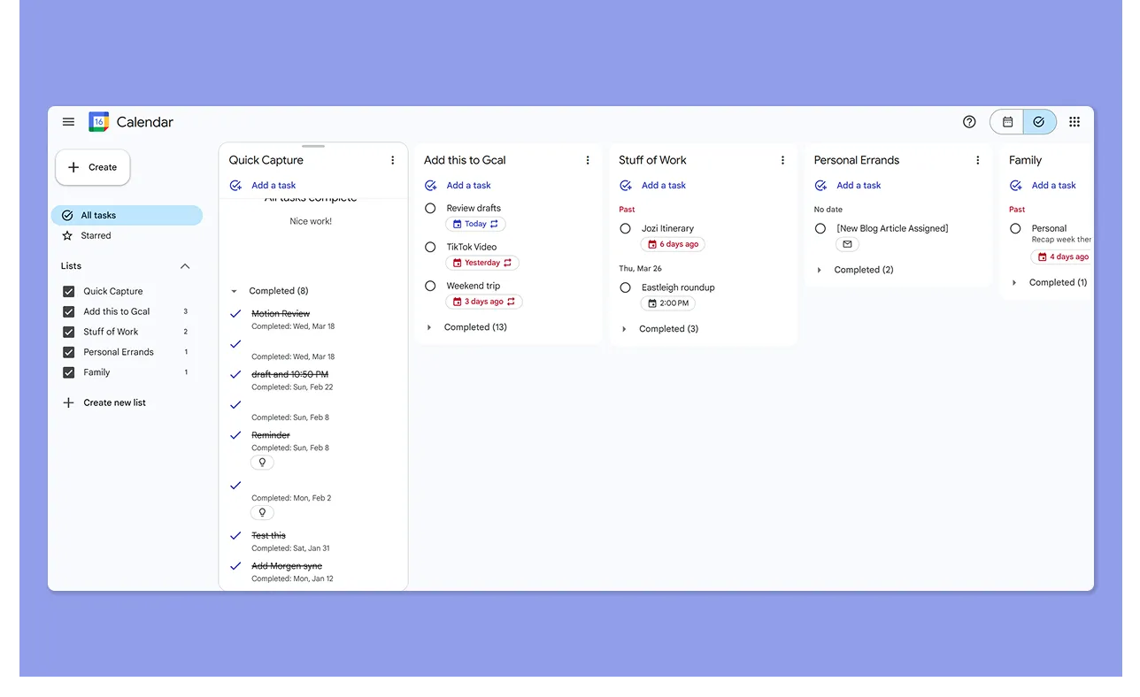 Google Calendar Task Management