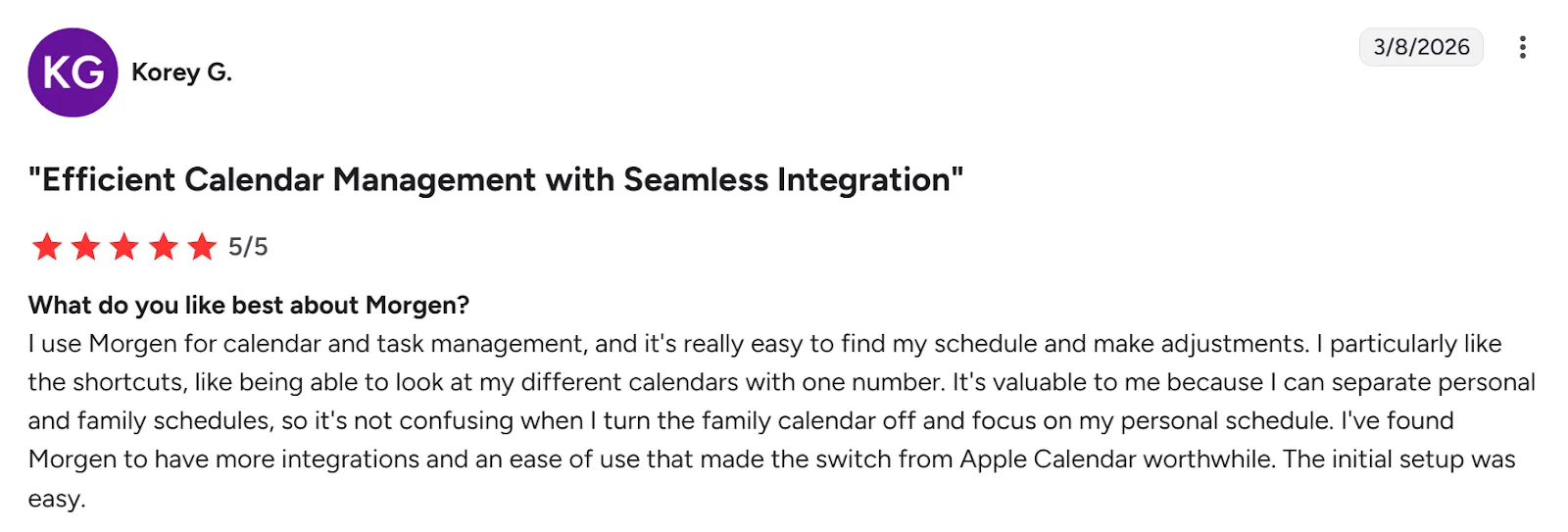 Morgen Customer Reviews
