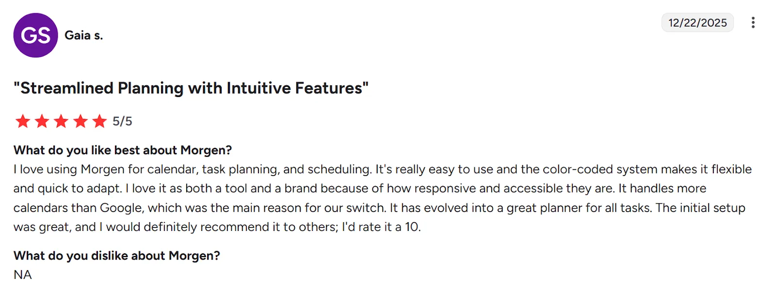 Morgen Customer Reviews