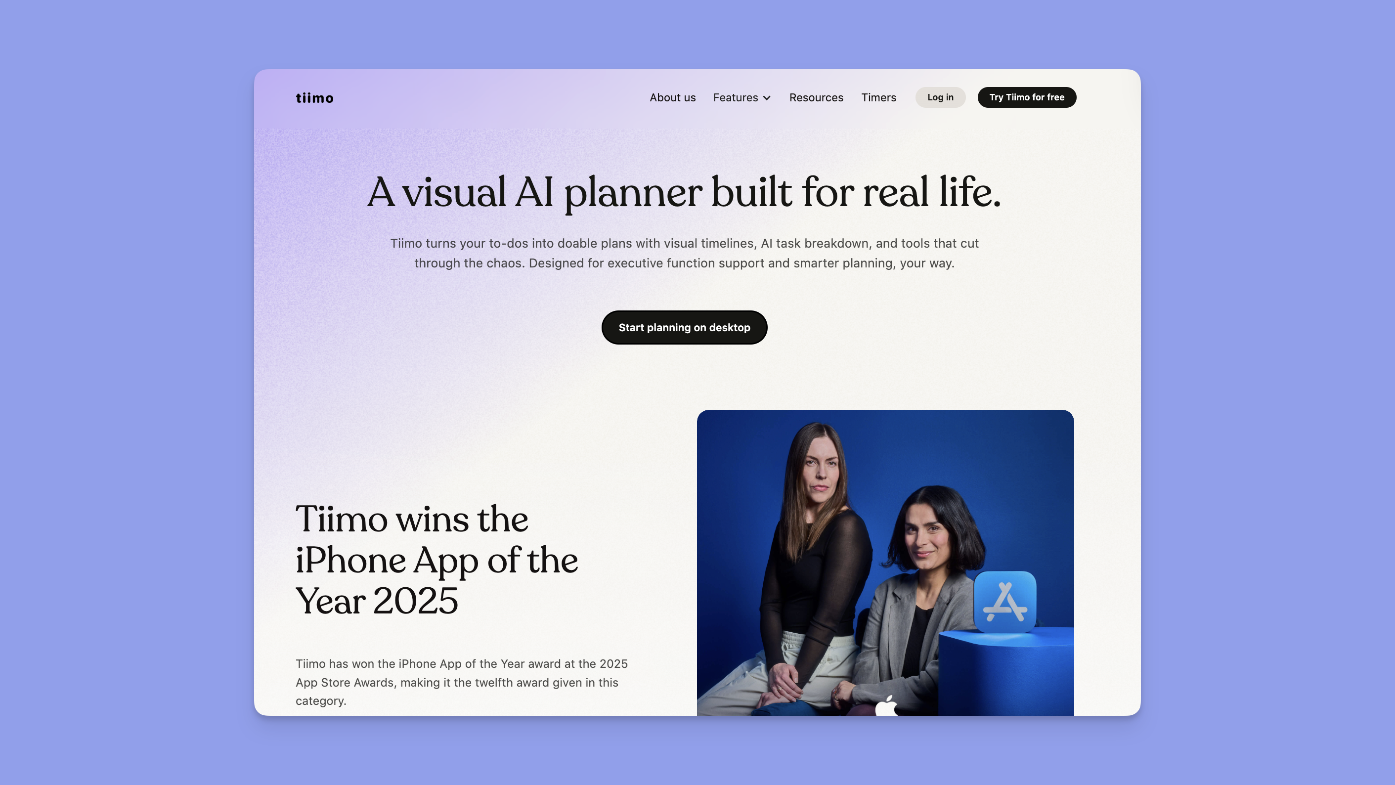 tiimo app landing page