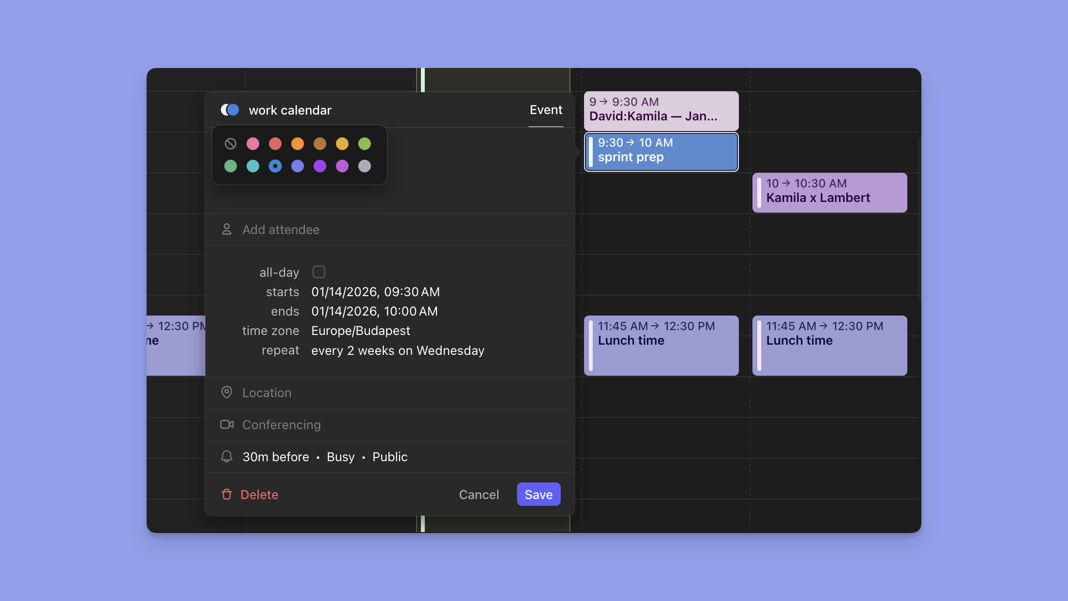 morgen app color selection