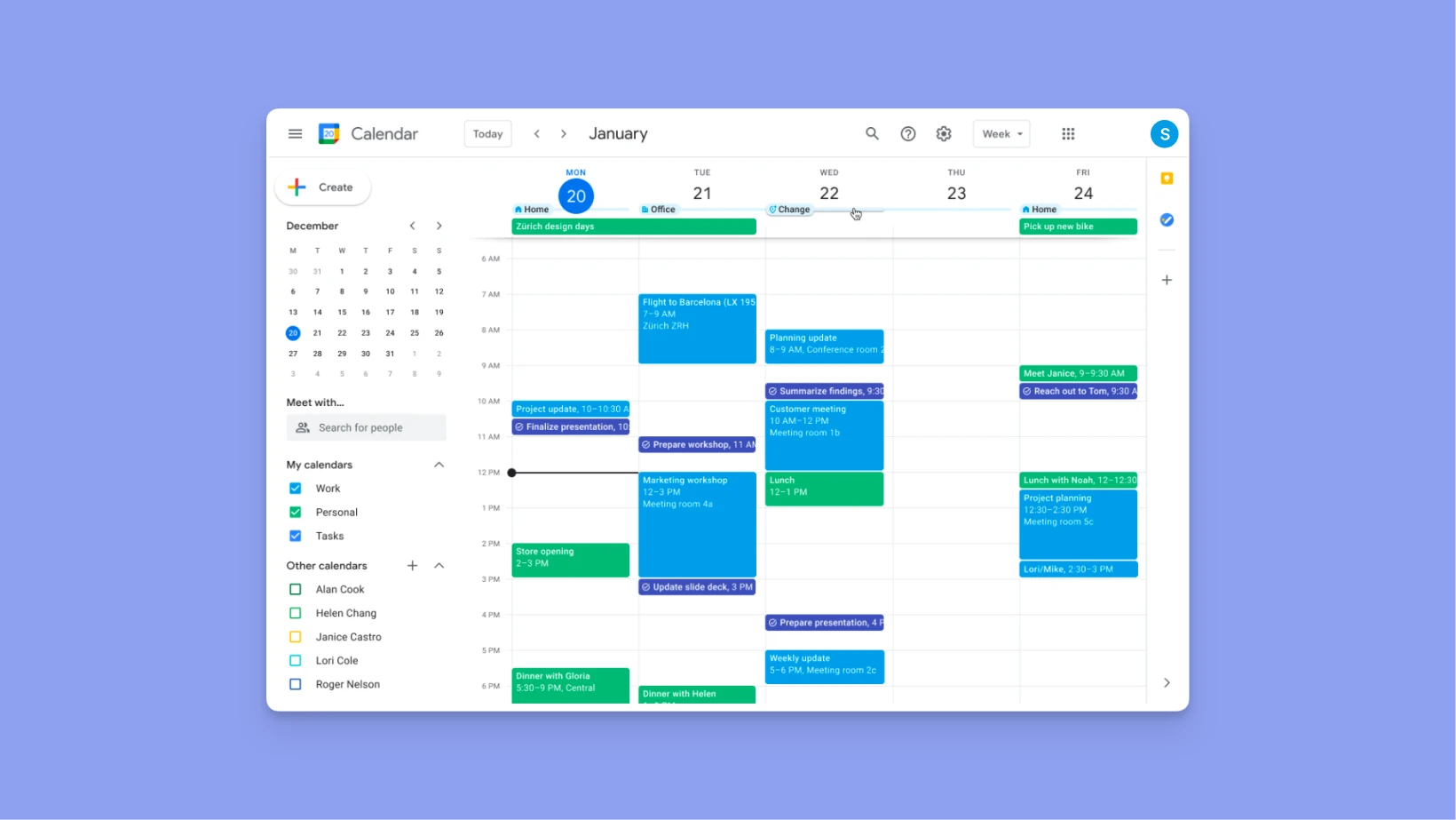 google per la gestione del calendario