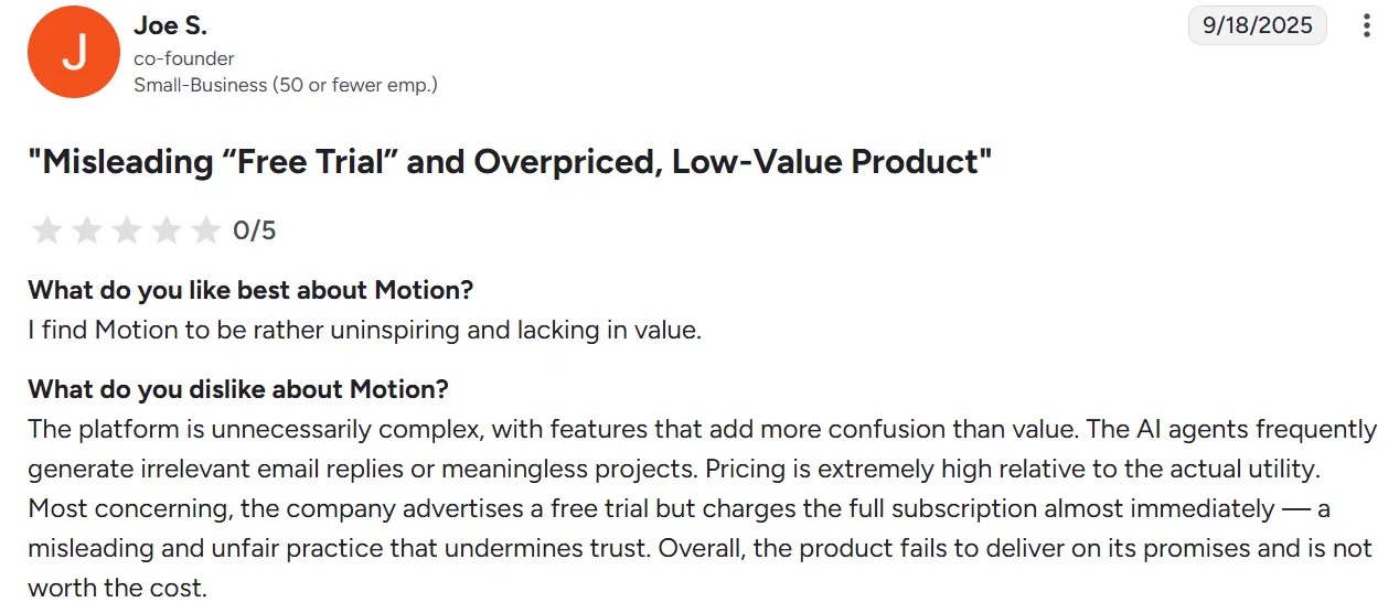 Motion Customer Reviews Complaints