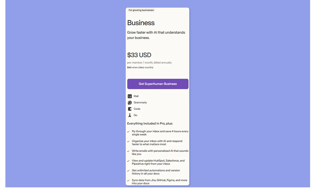 Superhuman Pricing Plans Business