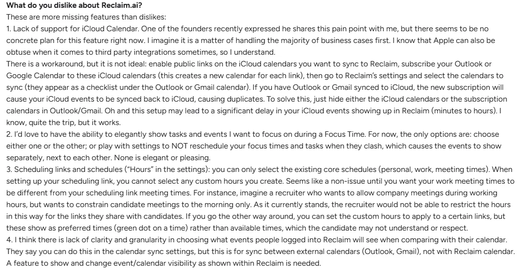 Reclaim AI customer review