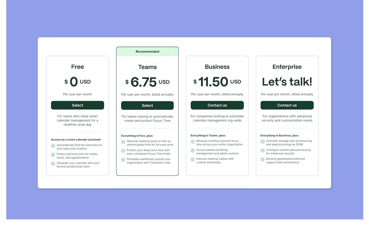 Clockwise pricing