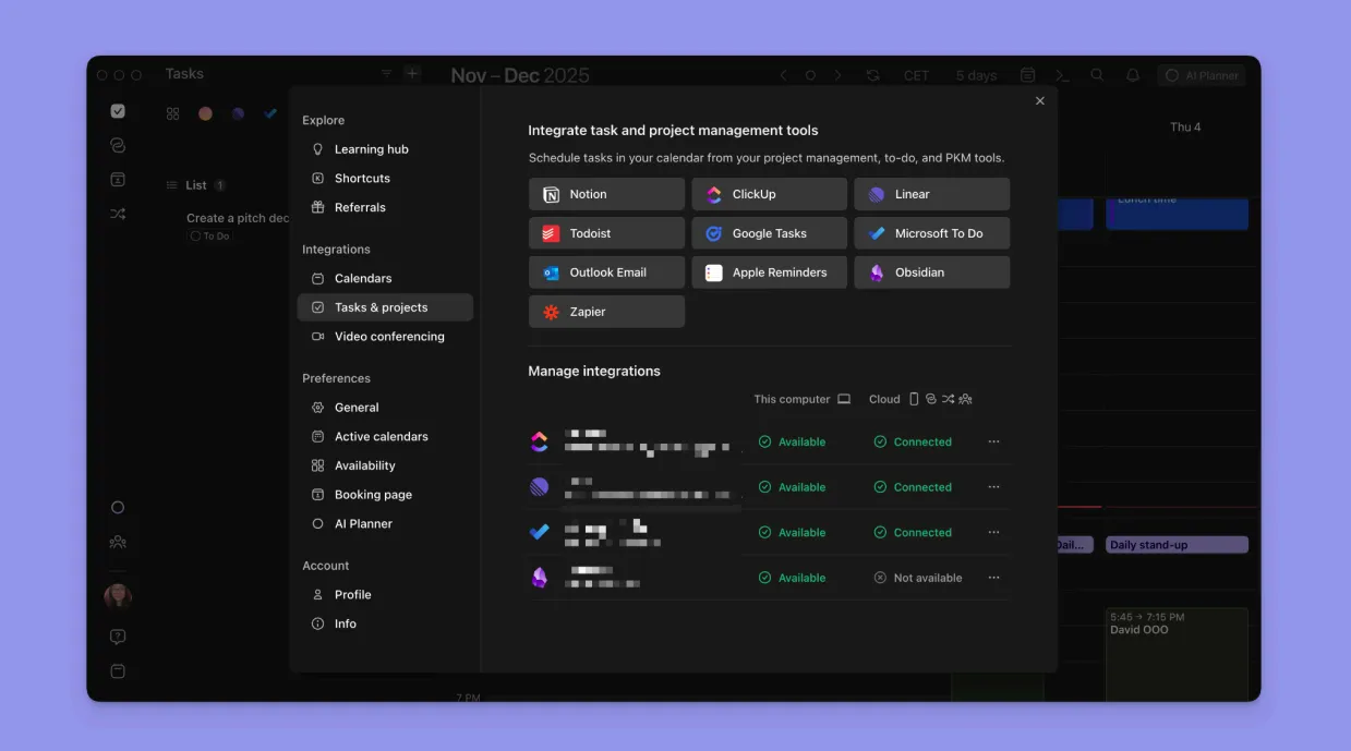 Morgen Deep Task Integrations