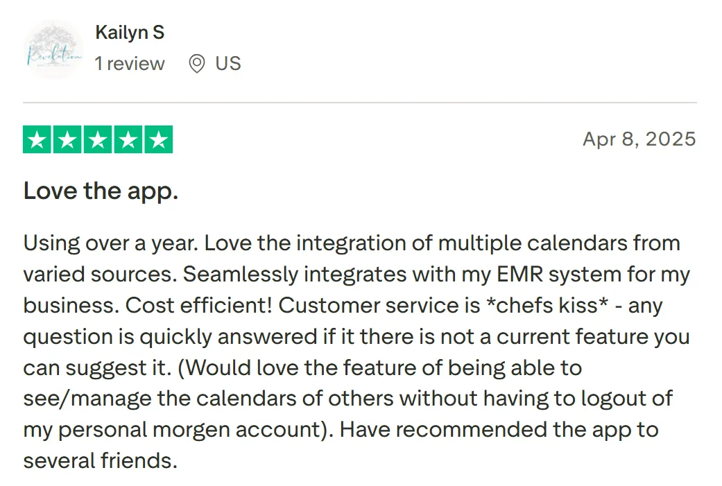 Morgen Positive Customer reviews