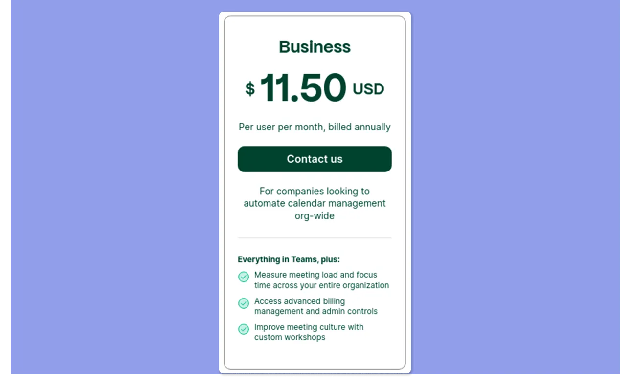 Clockwise Pricing Business Plans