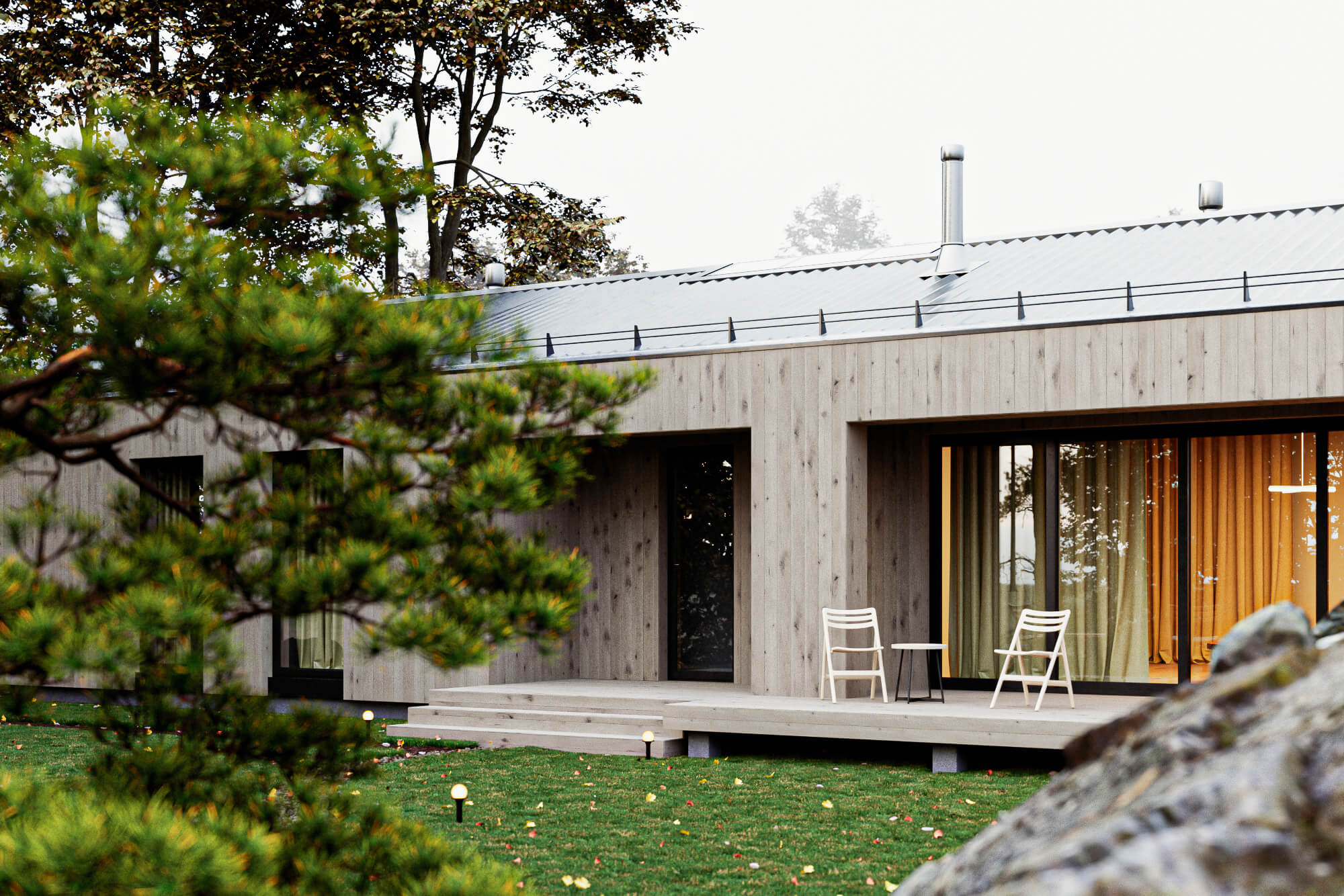 Wood facade of modern house