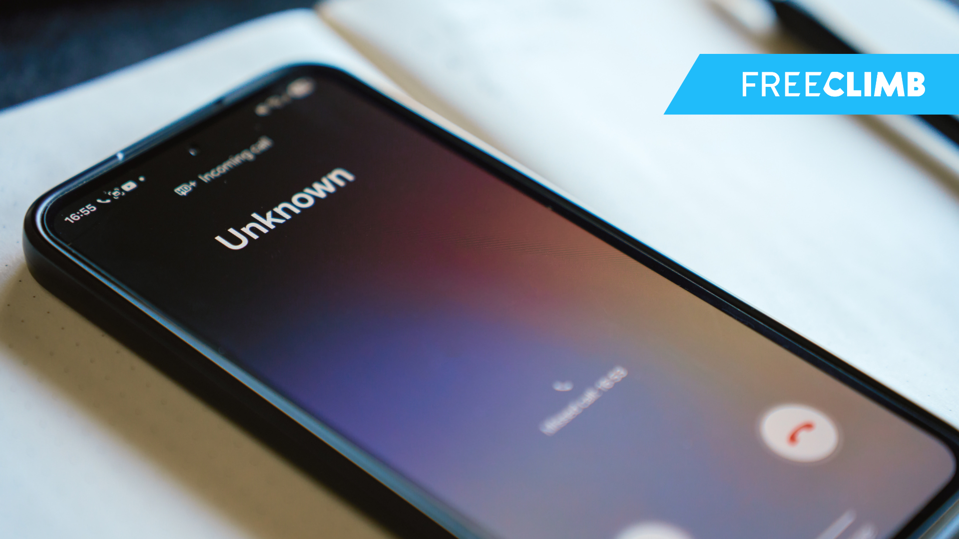 Cell phone ringing with the caller labeled as  "Unknown" 