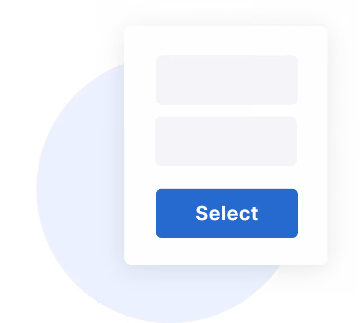 User interface with two empty input fields and a blue button labeled "Select."