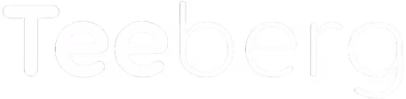 Logo mit dem Text Teeberg in weißer Schrift auf transparentem Hintergrund.