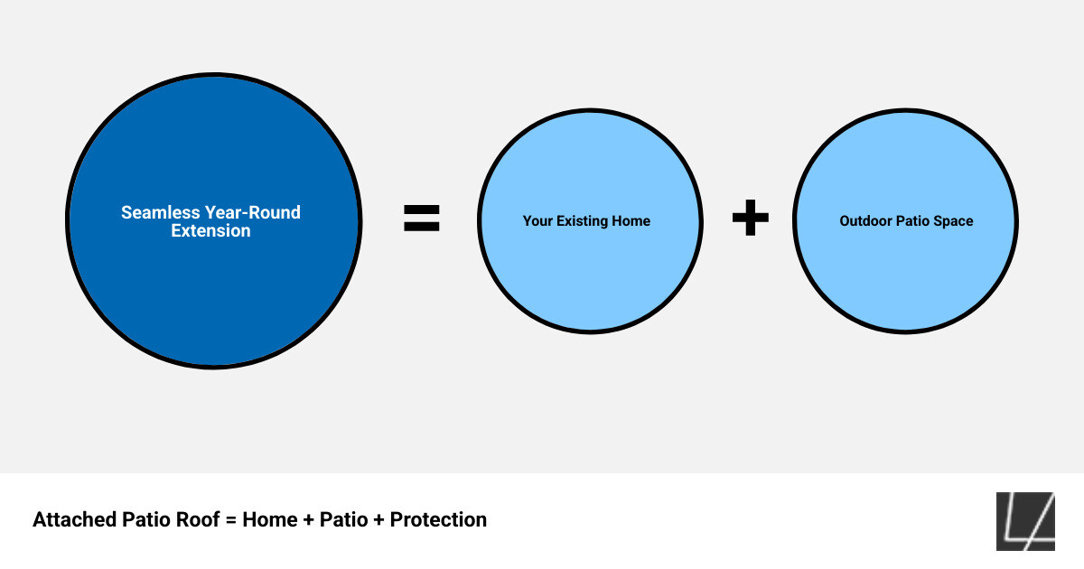 Benefits of attached vs freestanding patio roof structures comparison infographic - patio roof ideas attached to house