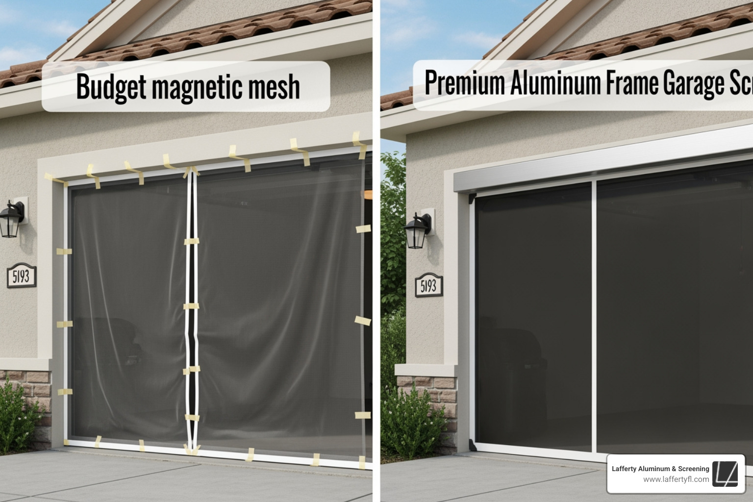 Comparison of budget magnetic mesh vs premium aluminum frame garage screens - screen for garage opening Comparison of budget magnetic mesh vs premium aluminum frame garage screens - screen for garage opening