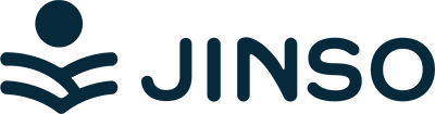 JINSO brand logo with abstract human figure above three curved lines.