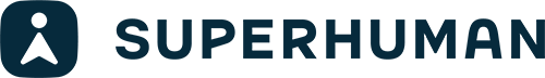 Superhuman brand logo with a stylized person icon inside a rounded square.