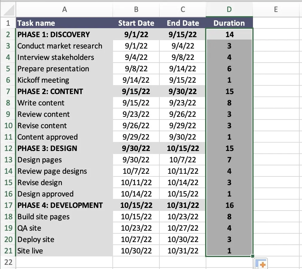 Paste Duration formula in full column