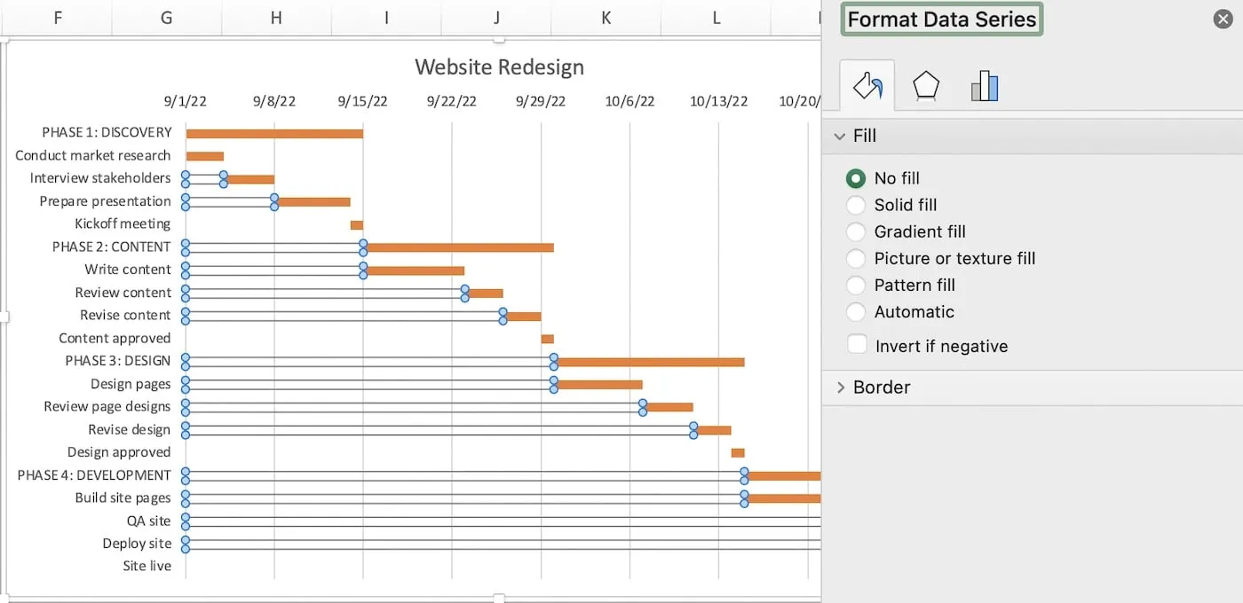 Apply no fill to first data series