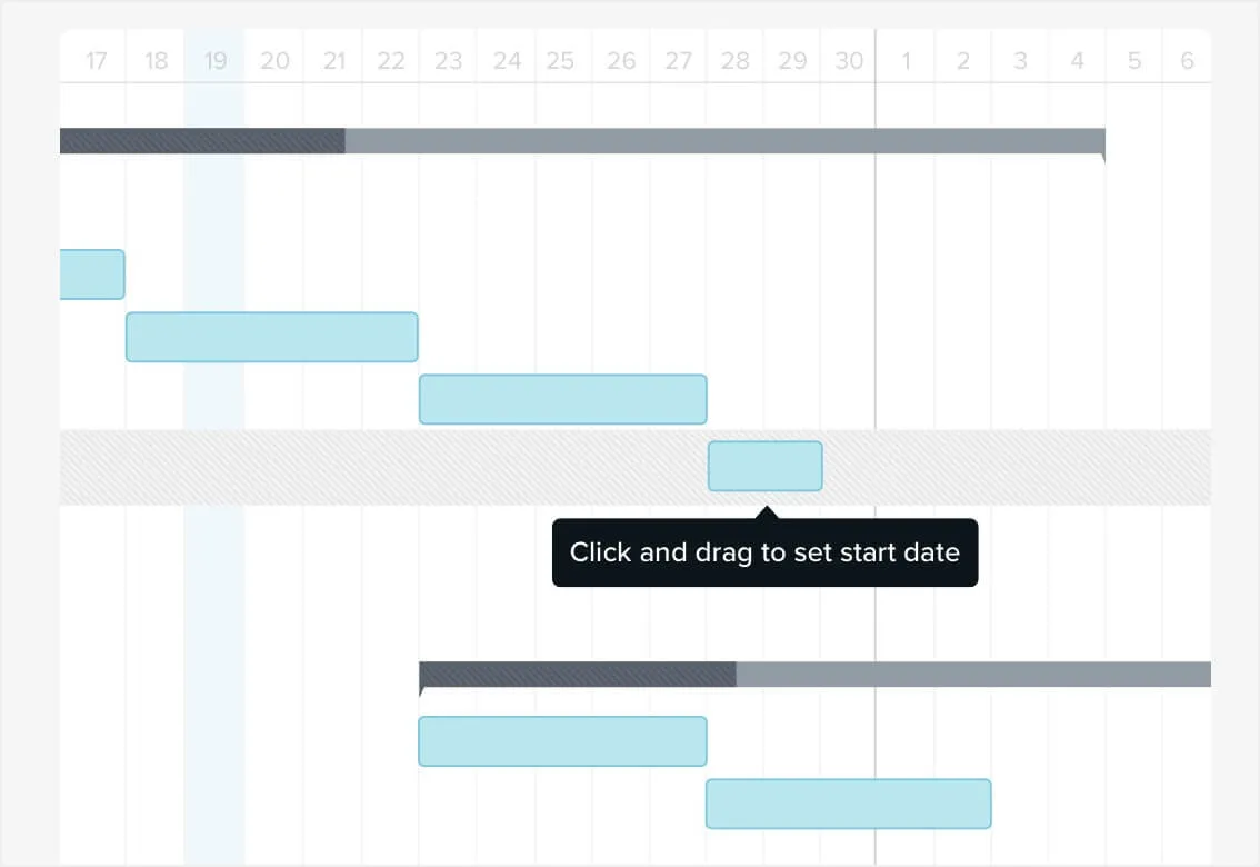 Drag and drop scheduling in TeamGantt