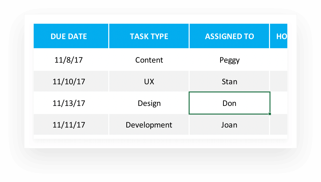 assignment tracking template