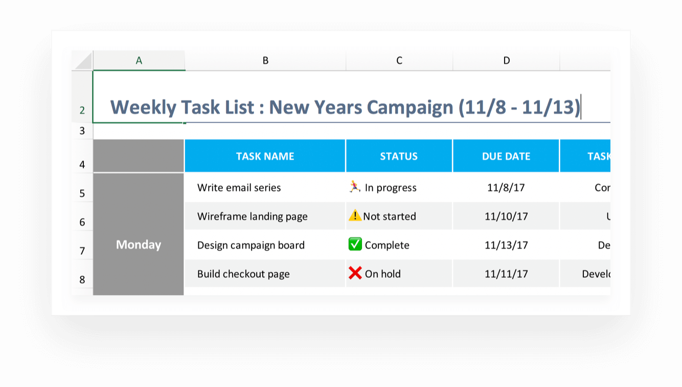 assignment tracker excel template