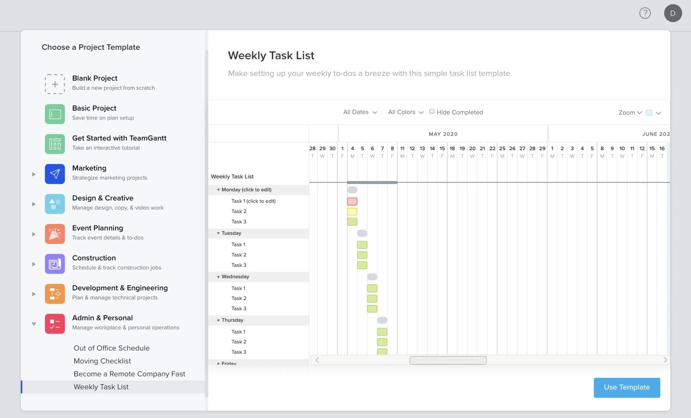 assignment tracking template