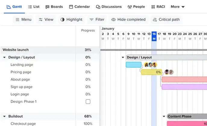 Start building a project timeline in TeamGantt by dragging tasks, assigning resources, and setting dependencies in your browser.