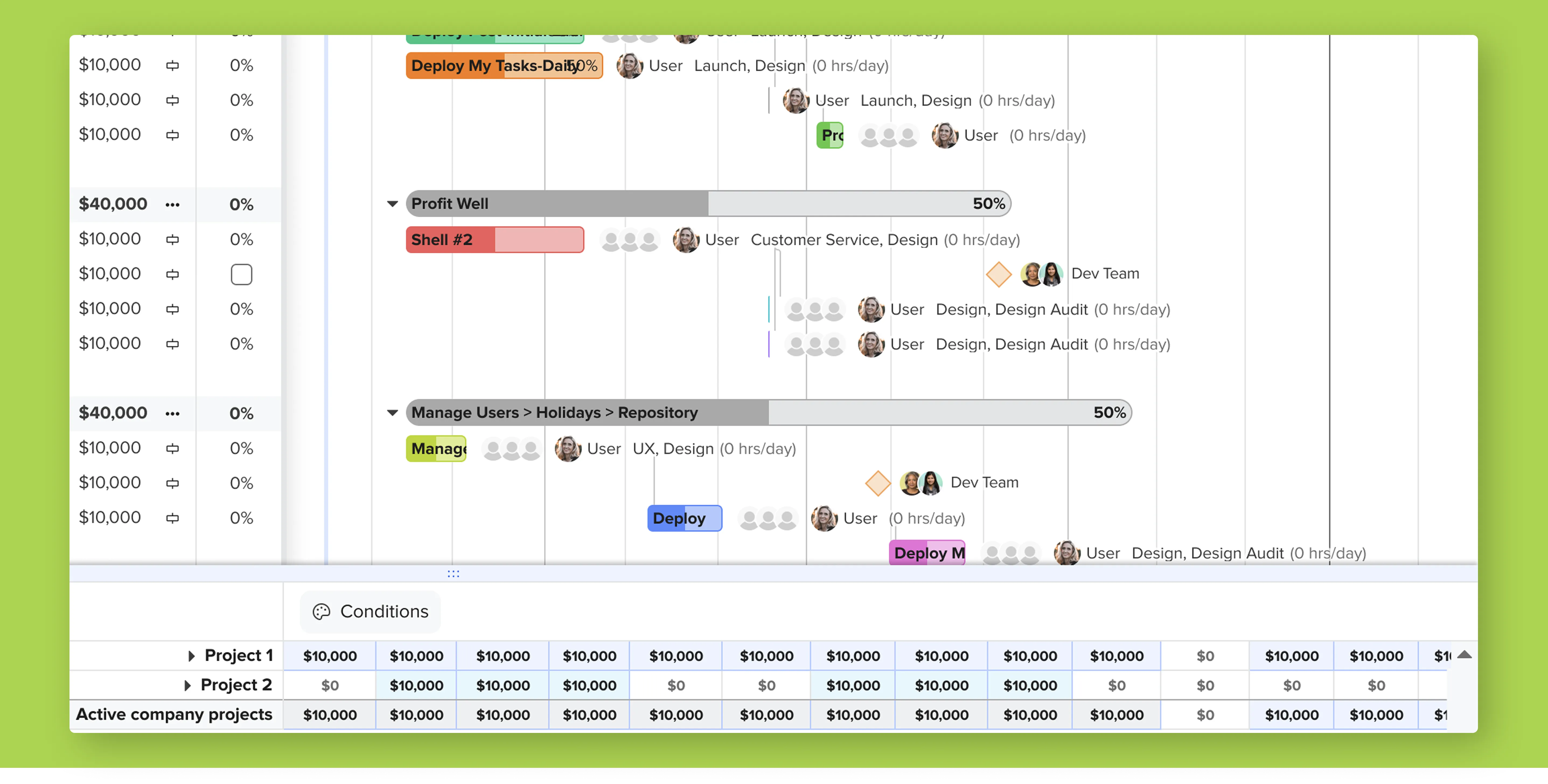 TeamGantt drag-and-drop Gantt chart with task 