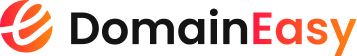 DomainEasy company logo featuring stylized orange and black letter 'e' followed by the text 'DomainEasy' with 'Easy' in red and orange.