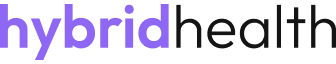 Hybrid Health logo with the word 'hybrid' in purple and 'health' in black.