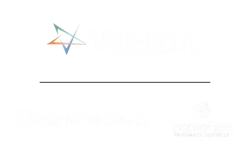 Vistria logo above Sandstone Care and HomeFree Pharmacy Services logos.