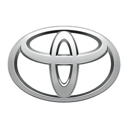 Chrome Toyota emblem with overlapping ovals forming the brand logo on a transparent background.